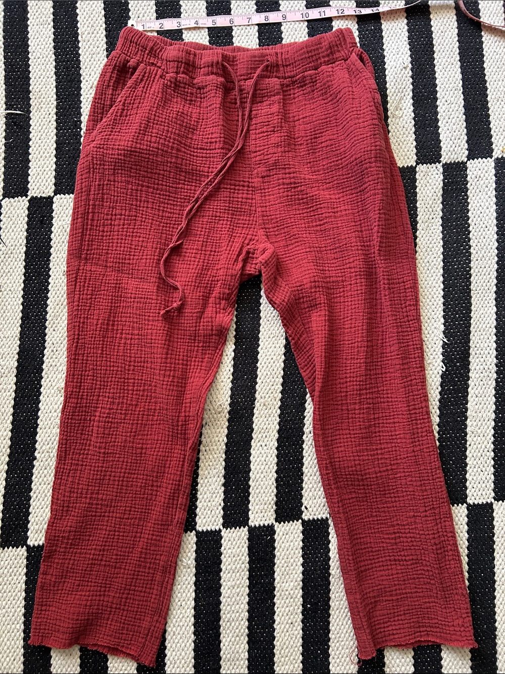 Dark reddish-brown gauze pants